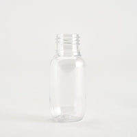 Clear, 50mL PET boston round bottle. 24/410 neck size.